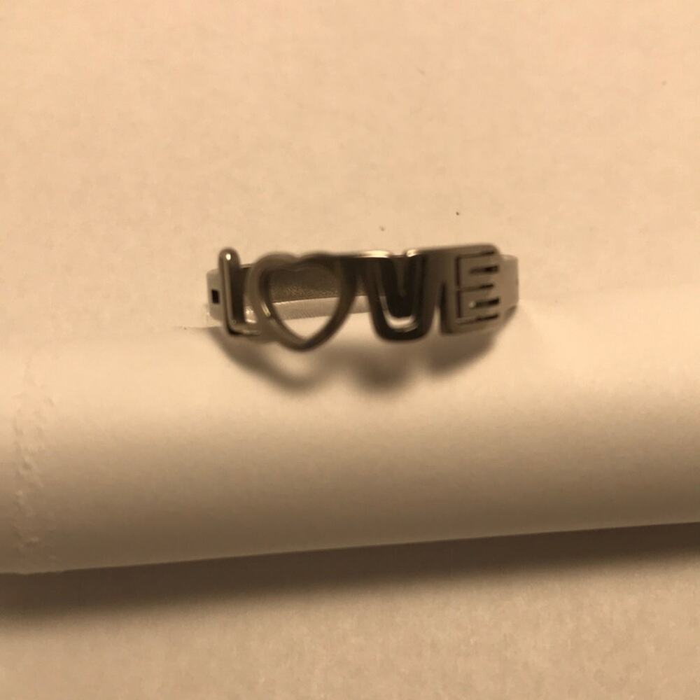 Stainless Steel Silver LOVE Ring Sz 11